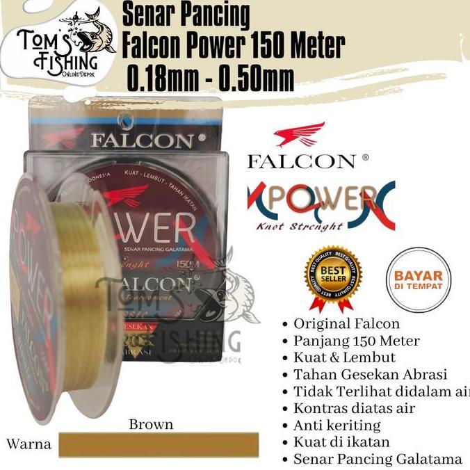 SENAR PANCING FALCON POWER 150 METER COKLAT (0.18MM - 0.50MM) GALATAMA MURAH - TOMS FISHING FD99
