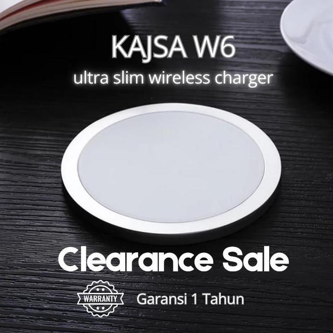 Ultra Slim Wireless Charger Kajsa W6 Fast Charge Hitam / Putih