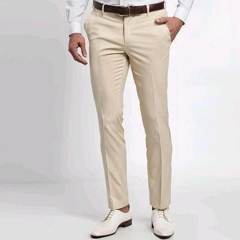 CELANA KANTOR FORMAL PRIA SLIMFIT BAHAN DASAR KAIN WOLL KUALITAS CREAM
