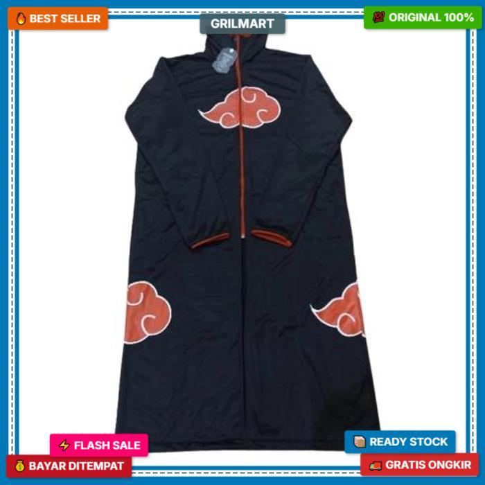 Jaket Jubah Anime Akatsuki Kerah Premium Distro Quality / Jaket Cosplay Anime Pria /Jaket Wibu Anime