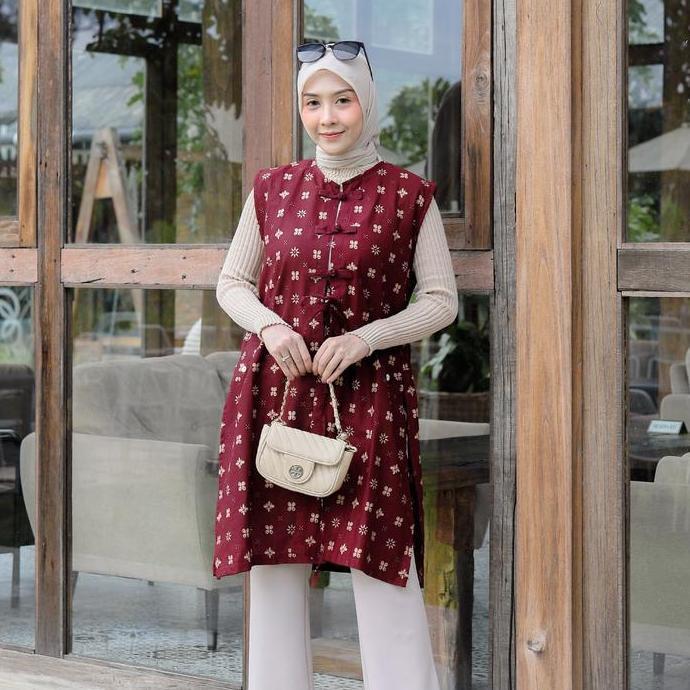 KHUSUS KAMU PRODUK Lilyora Long Vest Batik Handmade Motif Jumputan | Outer Rompi Batik Panjang Jumbo