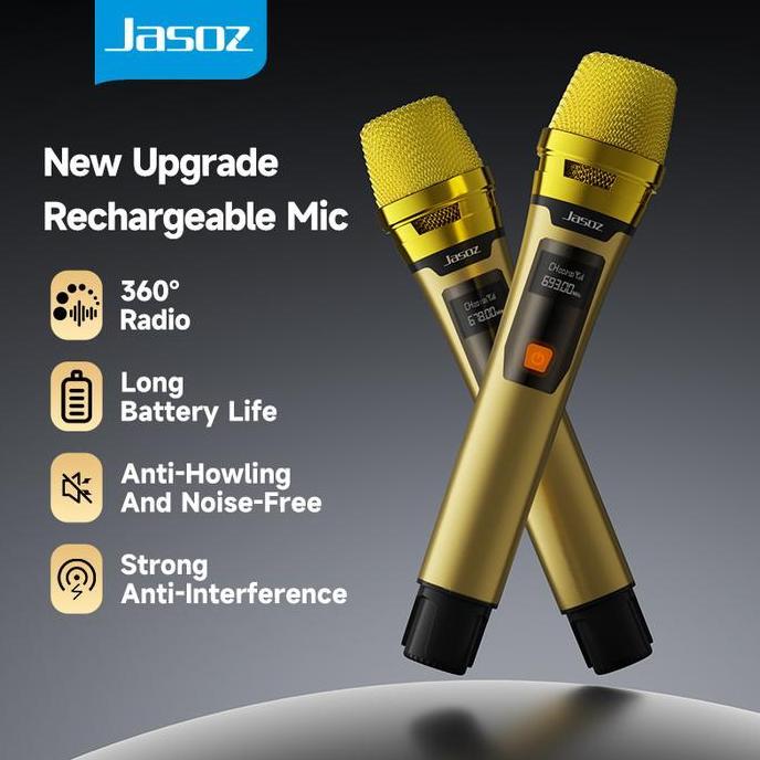 Jasoz Wireless Dual Microphone Mic Bluetooth Karaoke Untuk Wireless Vlog Live Streaming Suara Jernih