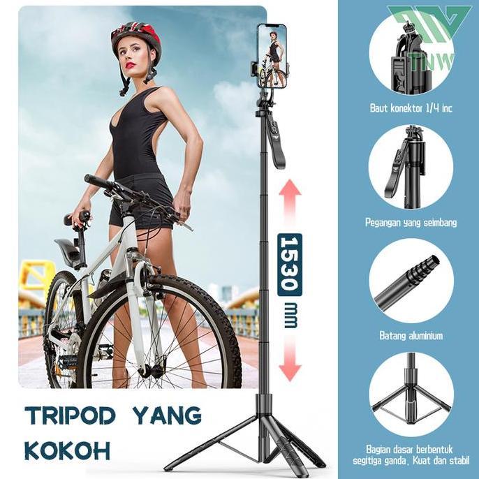 Knacks- Tnw Tongsis Tripod Bluetooth Selfie Stick Tripod Kamera 1/4 Adaptor