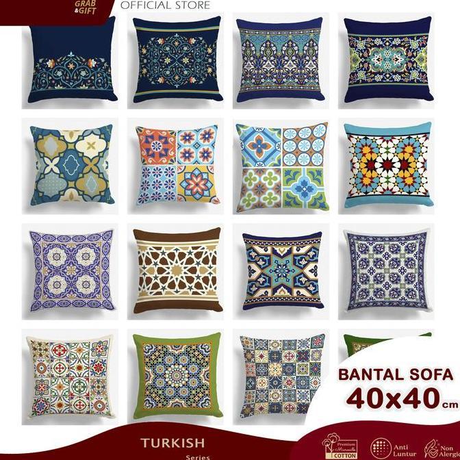 Bantal Sofa Motif Turkish Tile 40X40 Cm Turki Maroko Kode 719