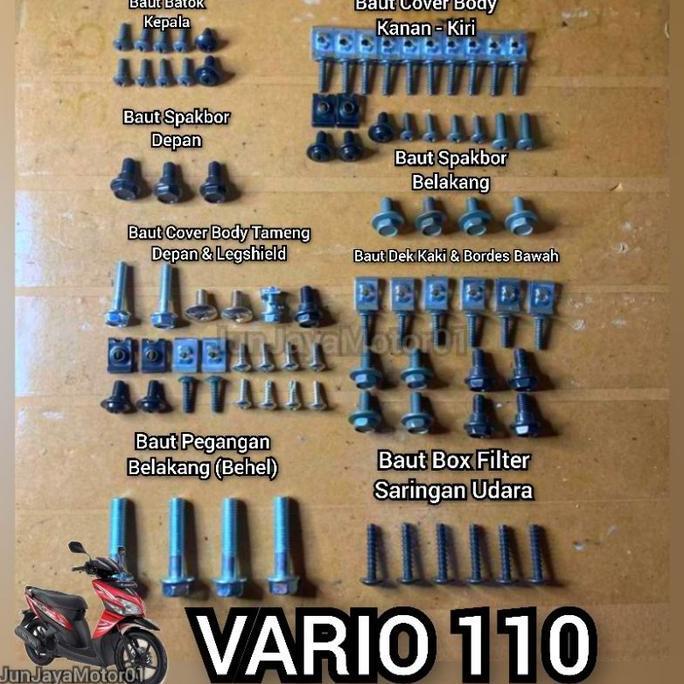 Baut Lengkap Full Set Body Bodi Honda Vario 110 Karbu