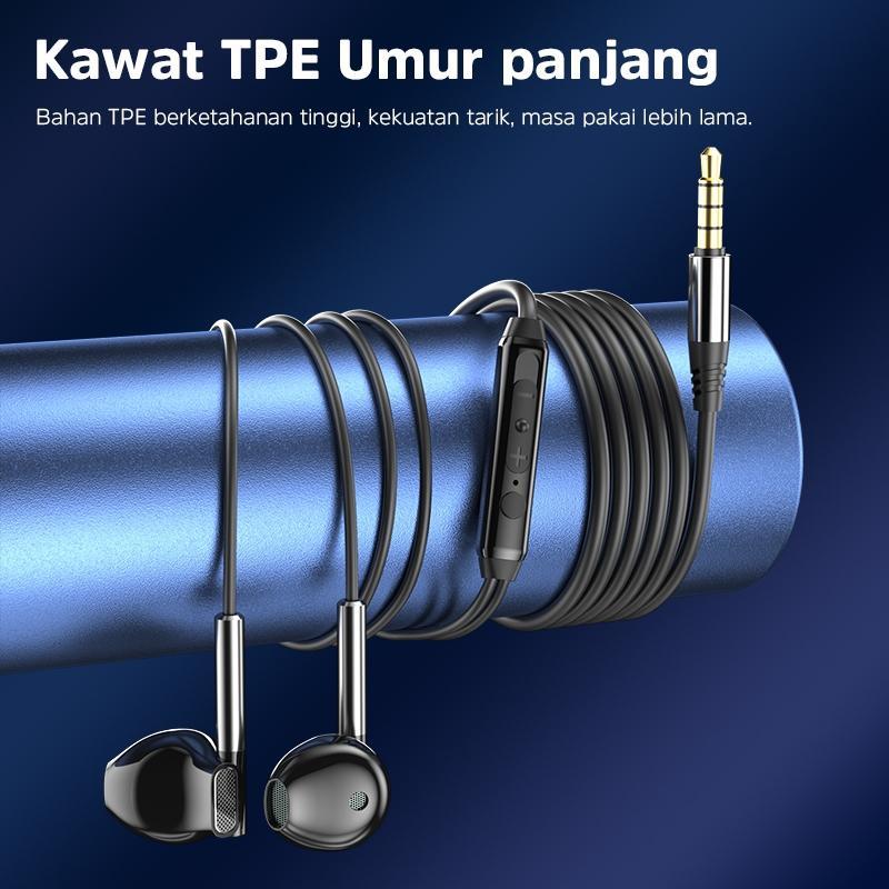 (Hot)Basike Headset Berkabel Gaming 9D Surround Bass Berat Earphone Semi-In-Ear Mikrofon Hd Type-C 3