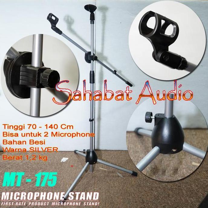Ajuste- Stand Mic Mt 175 Tripod Microphone Dudukan Mic Stand Mic Lantai Mt-175