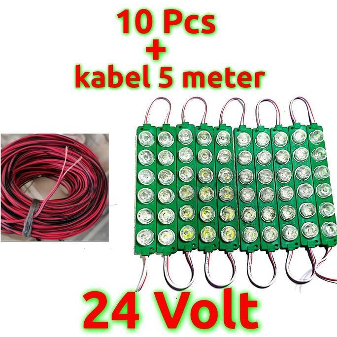 Lightx- Paket Hemat 10 Pcs Led 6 Mata 24 Volt Dan Kabel 5 Meter Lampu Kolong Truk 24 Volt