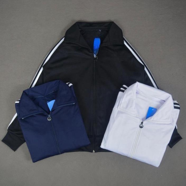 Hemat Jaket Tracktop Casual Pria Wanita Black Strip - Jaket Tracktop Polos