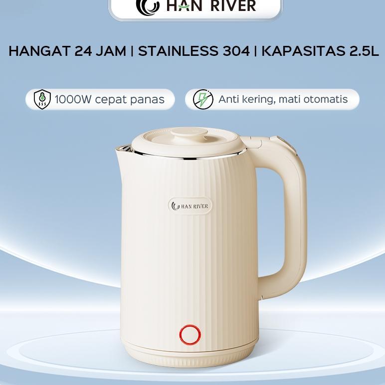 Cuci Gudang Han River 2.5L Teko Listrik Teko Pemanas Air Listrik 304 Stainless