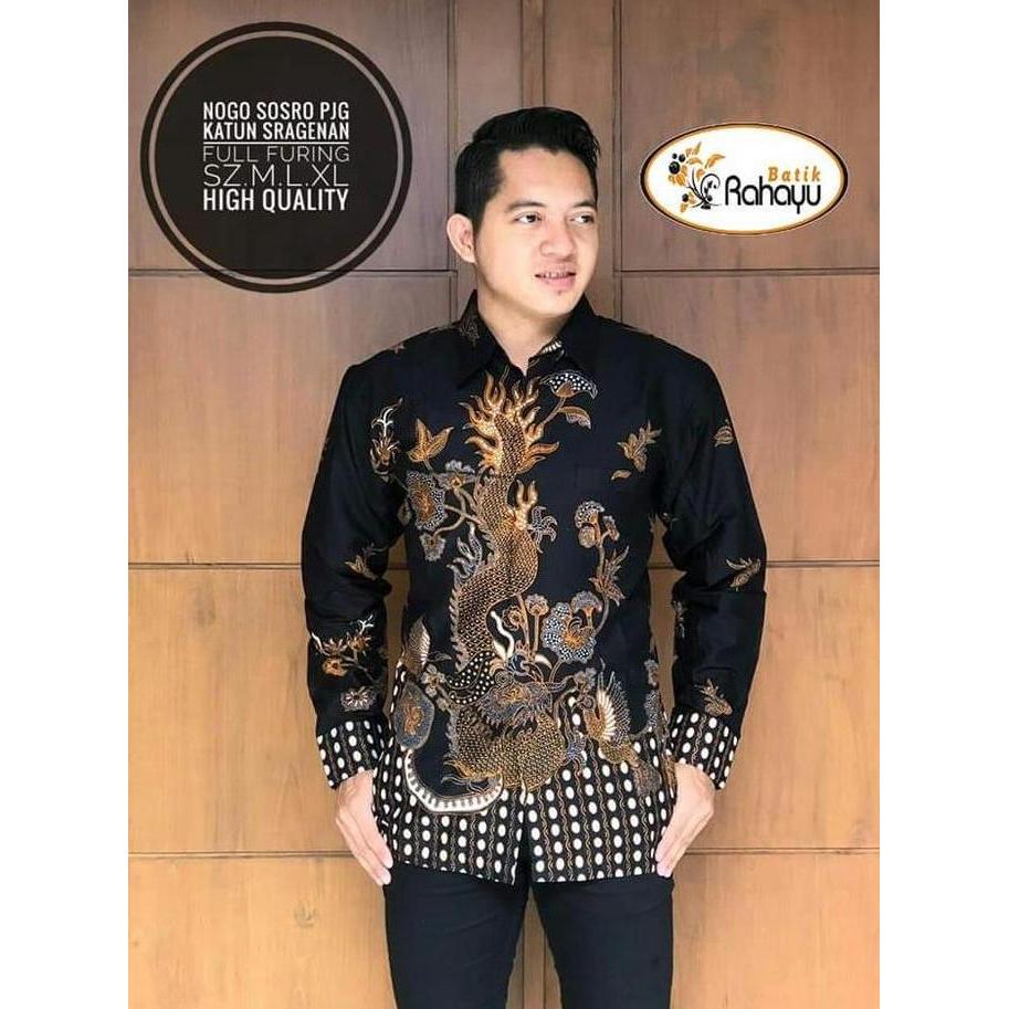 DISKON NOGO SOSRO Kemeja Batik Pria Lengan Panjang Batik Solo Katun Primisima DISKON
