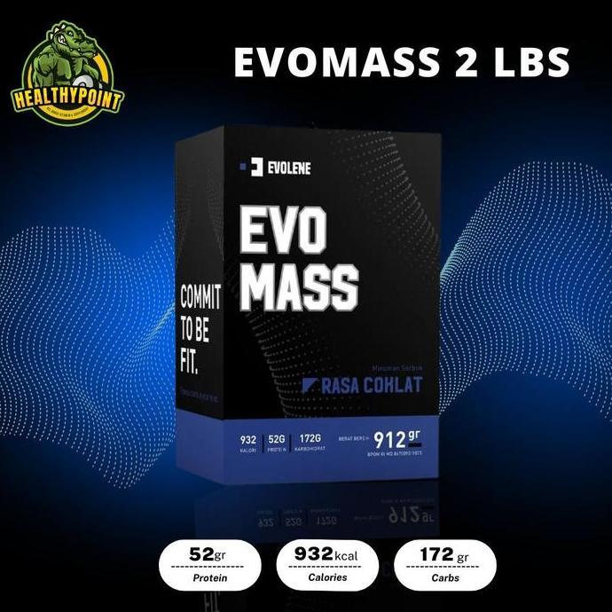 Evolene Evomass Gainer 2 Lbs Bpom Halal Protein Penambah Berat Badan