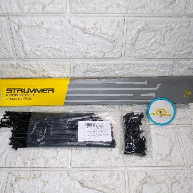 Spoke Ruji Jari 174 STRUMMER STAINLESS BLACK 14G x 174mm Velg Rims Sepeda 20 Murni 406 Double Wall 3