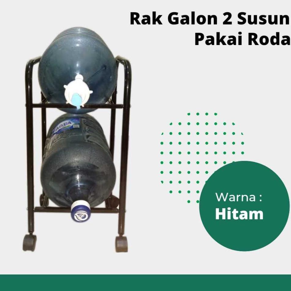 Rak Galon 2 Susun Besi Cat Coating Roda