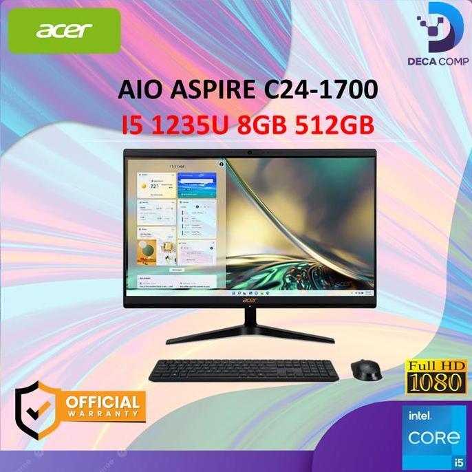 Acer PC All in one AIO Aspire C24-1700 i5-1235u 8GB/16GB 512GB Win11 OHS 23.8" FHD