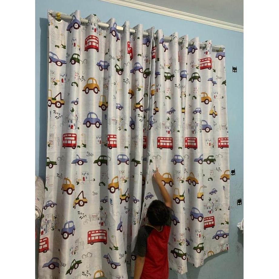 Gorden Minimalis / Tirai Jendela Minimalis / Gorden Anak Putih/ mobil kecil YS