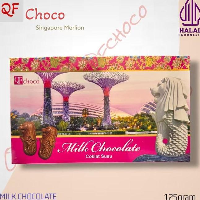 Coklat Qfchoco Singapore Merlion Halal 125G Almond Cokelat Chocolate