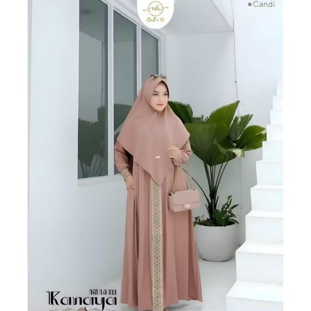 paket hemat gamis syari kanaya terbaru set wanita dewasa jumbo terbaru gamis kondangan gamis lebaran