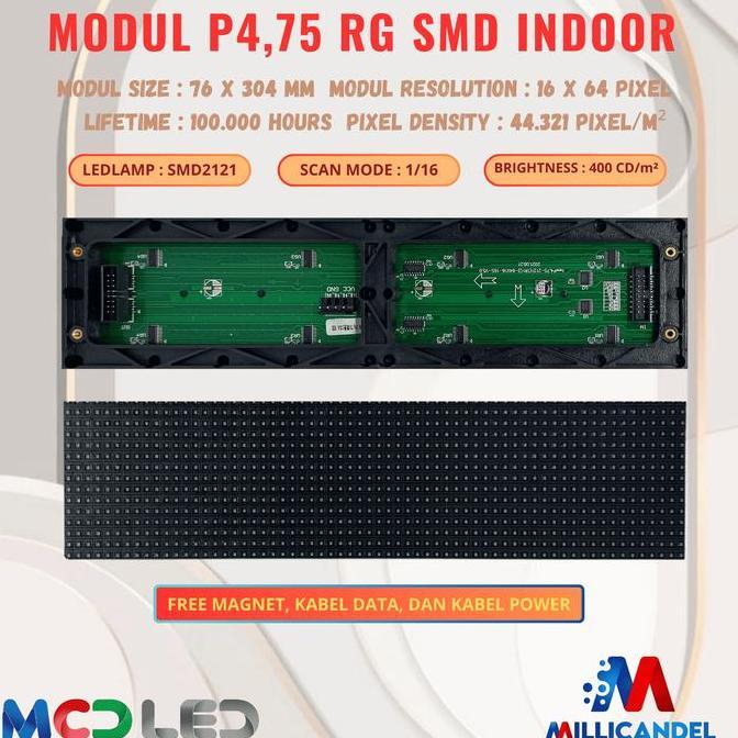 Lansungkirim- Panel Modul P4,75 P4.75 F3.75 F3,75 16X64 Smd Matrix Merah Red Rg Indoor
