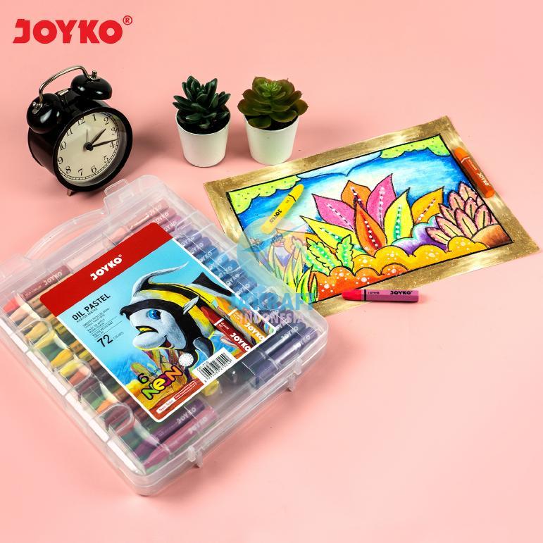 (72 Pcs) Krayon Besar 72 Warna JOYKO OP-72S Hexagonal Oil Pastels Crayon Termasuk 6 Warna Neon Serut
