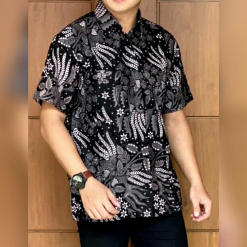 Promo Kemeja Pria Lengan Pendek Reguler  Baju Batik Cowok  Dewasa Seragam Kantor Hem