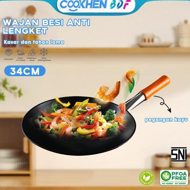Wajan Seasoning Wajan Baja Wajan Kuali 34Cm Wajan Masak Seasoning Pan Stainless Steel Frying Pan 34C