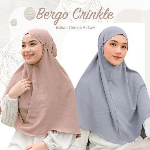 Jilbab Bergo Crinkle Airflow L/Hijab Instan Bergo Crinkle Premium