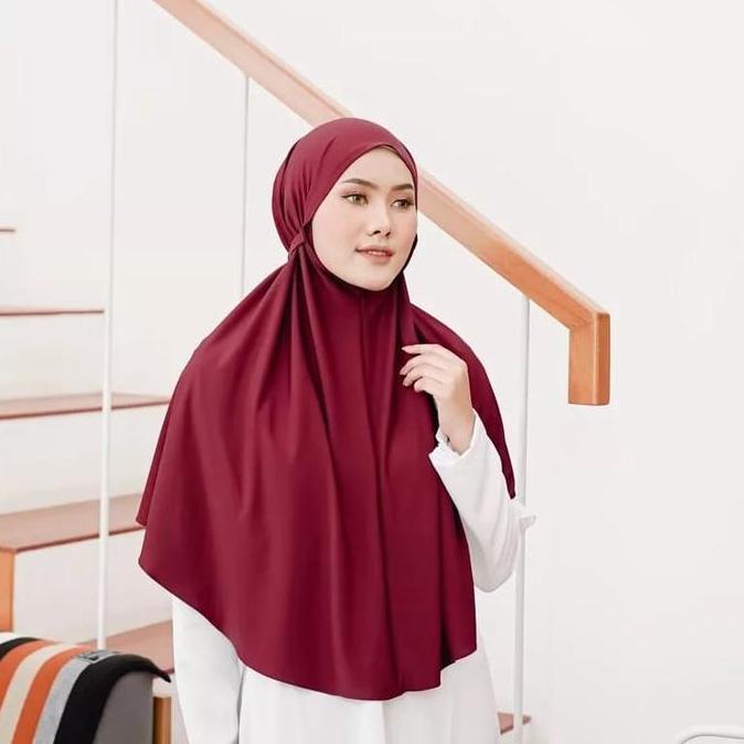 Baguskok- Hijab Bergo Jersey Tali Size LJilbab Instan Tali L Jersey