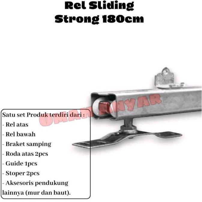 Rel Sliding / Rel Track / Rel Track Sliding untuk Pintu Kayu, Aluminium Atau Besi Merk STRONG S3D-1,