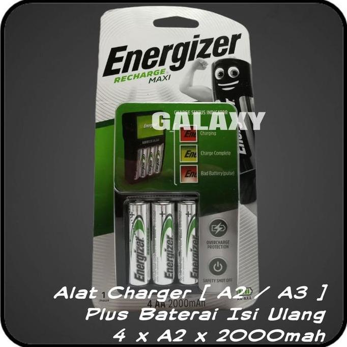 Baterai Recharge A2 / AA - ENERGIZER - Charger free Baterai 4pc