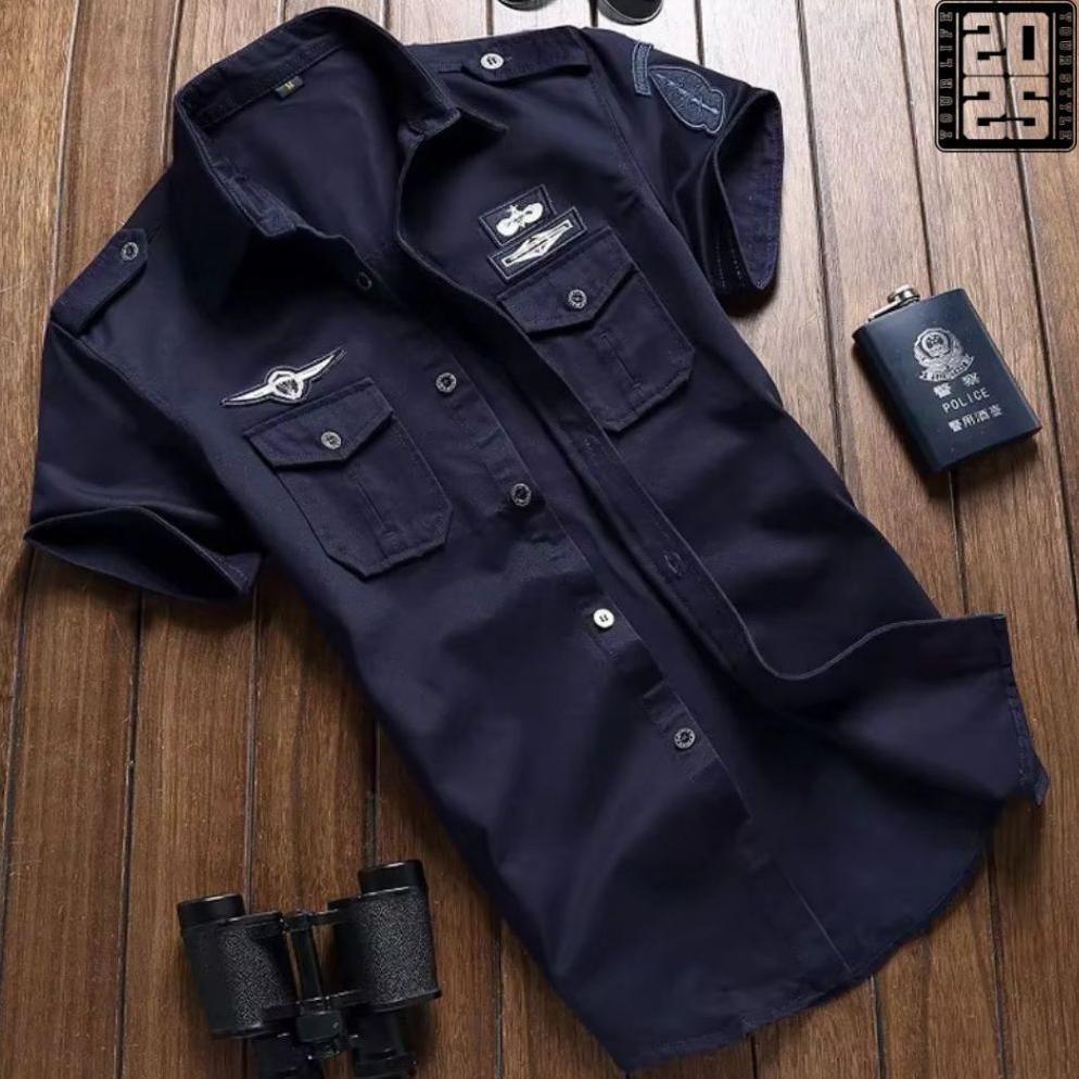 Hot Sale Kemeja Tactical Pria Navy Bordil / Kemeja Tactical / Kemeja Tactical Pria / Kemeja Tactical