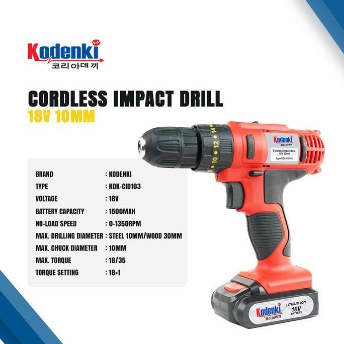 MESIN BOR TEMBOK IMPEK BATERAI CORDLESS DRILL IMPACT 10MM 18V CAS