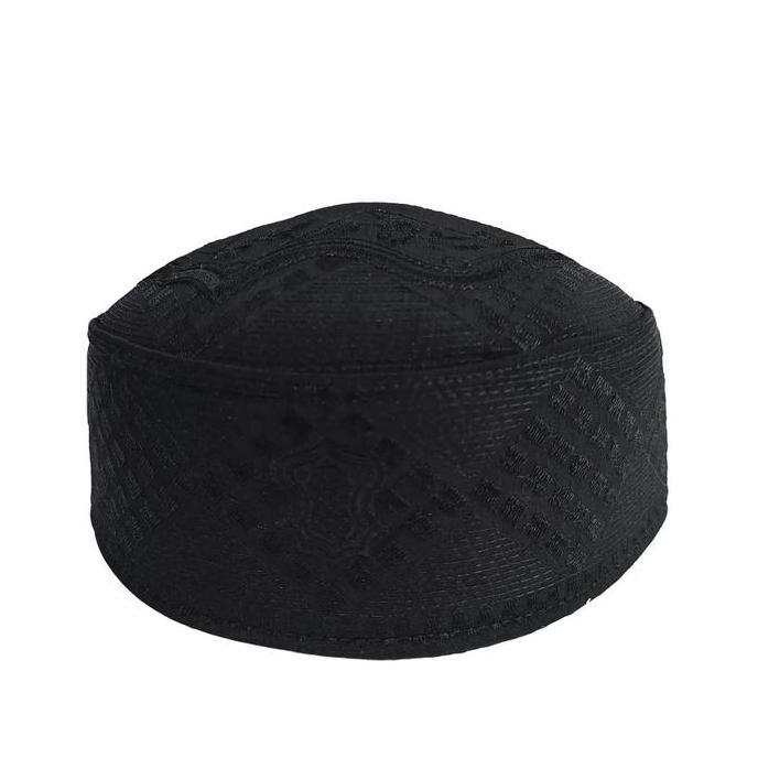 Asliori- Bingitss !! Peci Songkok Kopiah Terompah Varian Hitam Motif Bordir Tinggi 10 Cm - Peci Haji
