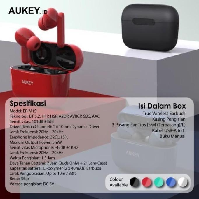 Wireless Earphone IPX5 4G AUKEY TWS EP-M1S Earbuds Bluetooth