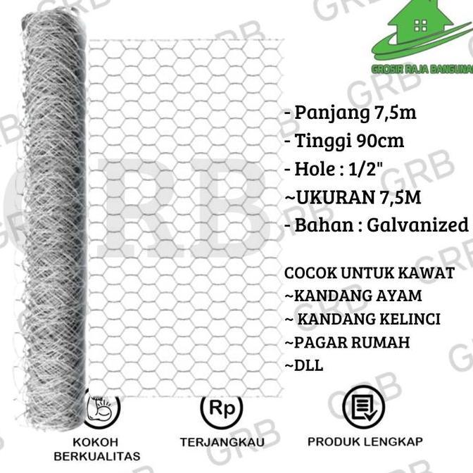 Edificio- Kawat Loket Pvc Ram 1/2 1/4 Per Roll / Kawat Kandang / Kawat Ram Hijau Hijau (Pvc) [Harga 