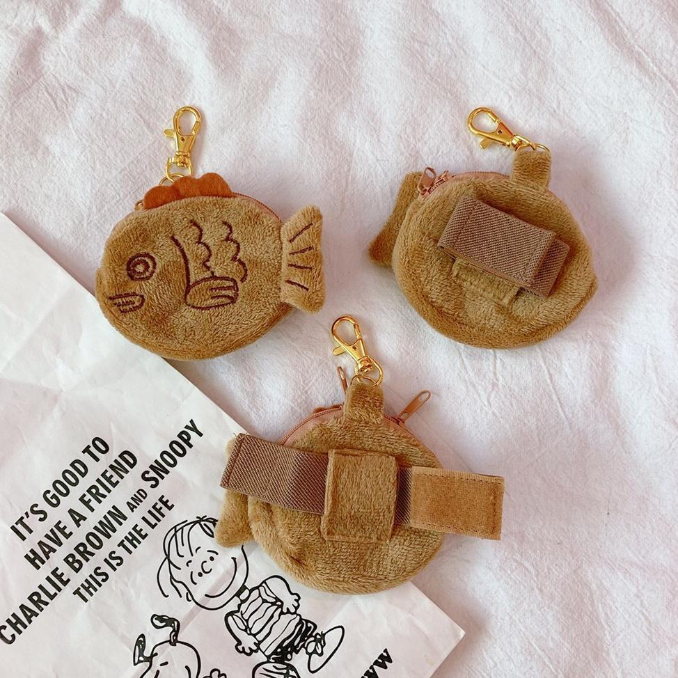 Dota Dompet Koin Headset Taiyaki Kue Ikan Import Jepang Bulu Plush Purse Langsung Kirim