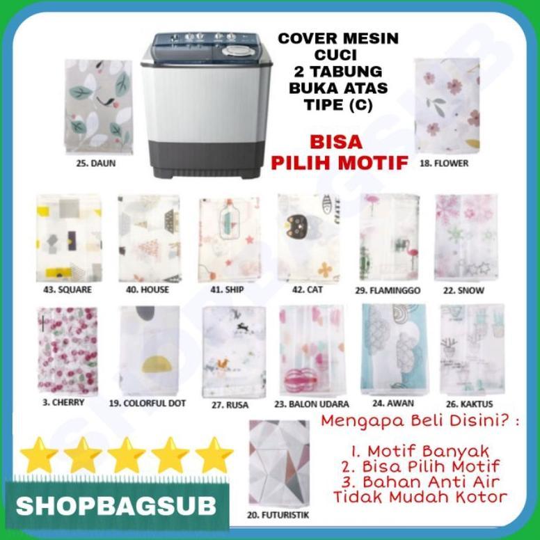NEW Cover Mesin Cuci 2 Tabung  Sarung Mesin Cuci 2 Tabung Penutup Tutup Mesin Cuci 2 Tabung  Buka At