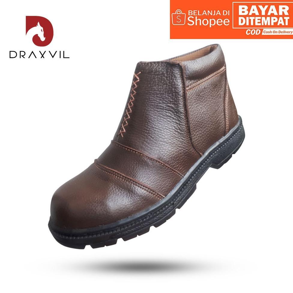 Tahan Lama Draxvil Kulit Sapi Asli - Sepatu Safety 100% Kulit Sapi Asli