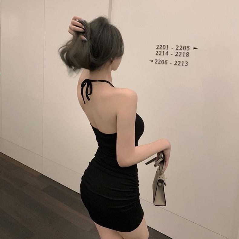 Bergaransi Dress Bodycon Tali Leher Korean Style Slimfit Body Sexy Club Malam Baju Lc Hot Terbaru Ke