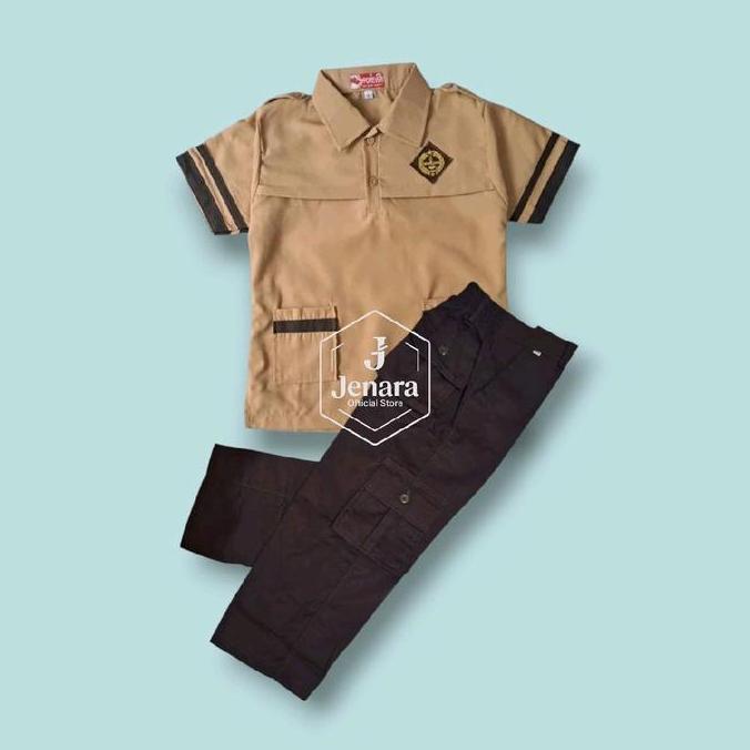 NEW SETELAN SERAGAM SEKOLAH PRAMUKA SIAGA ANAK SD LAKI-LAKI BAJU LENGAN PENDEK CELANA PDL PANJANG KE
