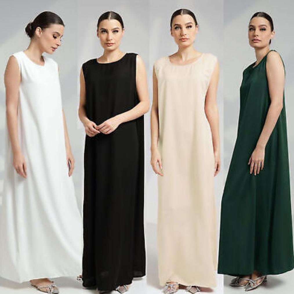 Sale Inner Dress Satin Jumbo Busui Non Busui Sleeveless Tanpa Lengan Satin Kutung Gamis Kutung Busui