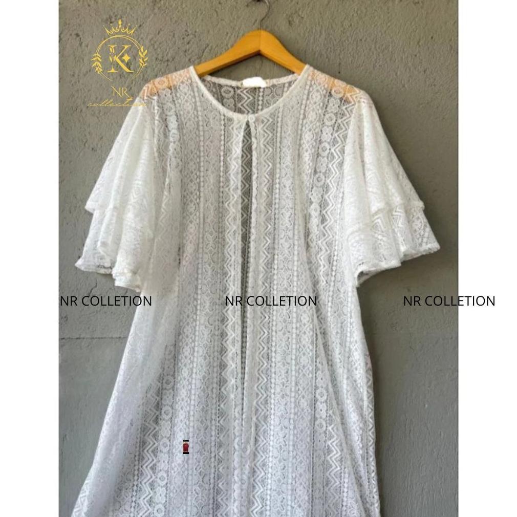 Berkualitas Outer Brokat Malika Premium Lengan Ruffle /Outwear Wanita Muslimah Terbaru Kondangan