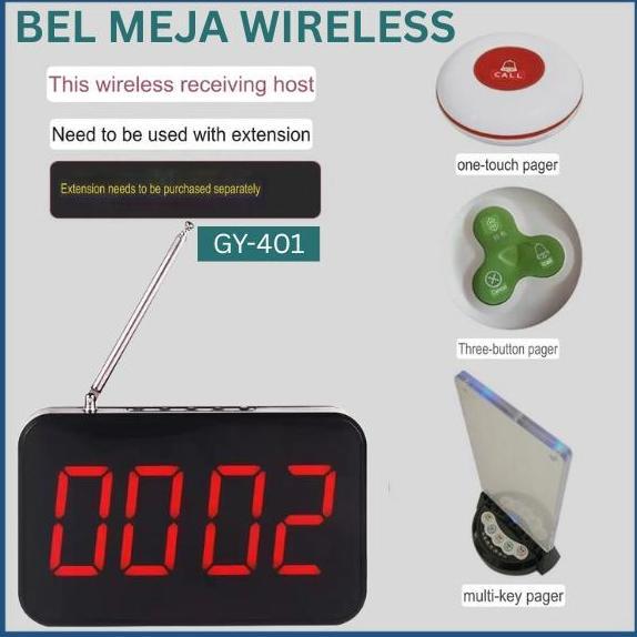 Bell Meja Wireless Calling System GY302 / GY401Bel Kasir / Restoran / Rumah Sakit Maximal 999 Tombol