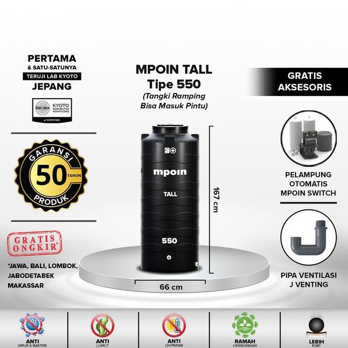 New Tangki air MPOIN PLUS 550 Tall Toren Tandon 550T