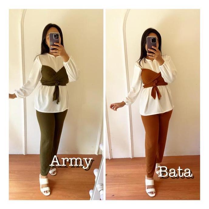 Set Lesti Bahan Crinkle Premium Dengan Celana Panjang