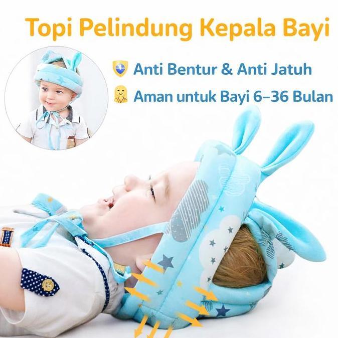 Topi Pelindung Kepala Bayi Anti Bentur Helm Bayi Anti Jatuh Aman untuk Belajar Jalan & Merangkak pel