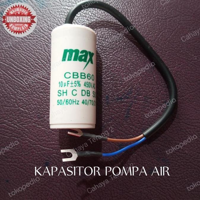 KAPASITOR 10UF 450V BULAT KABEL/KAPASITOR POMPA AIR 10UF BULAT PM99