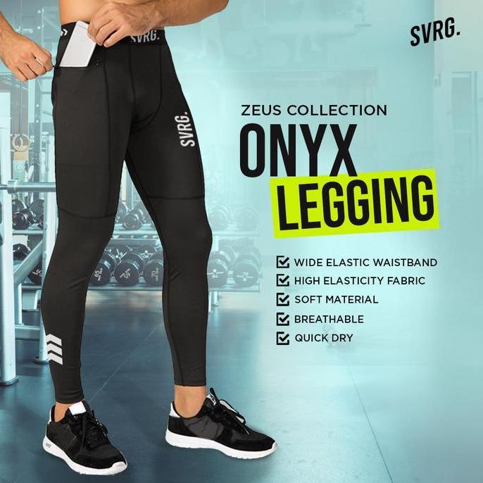 SVRG Onyx Celana Legging Sport Pria - Celana Spandex Strit Olahraga | Pria | Cowok | Men