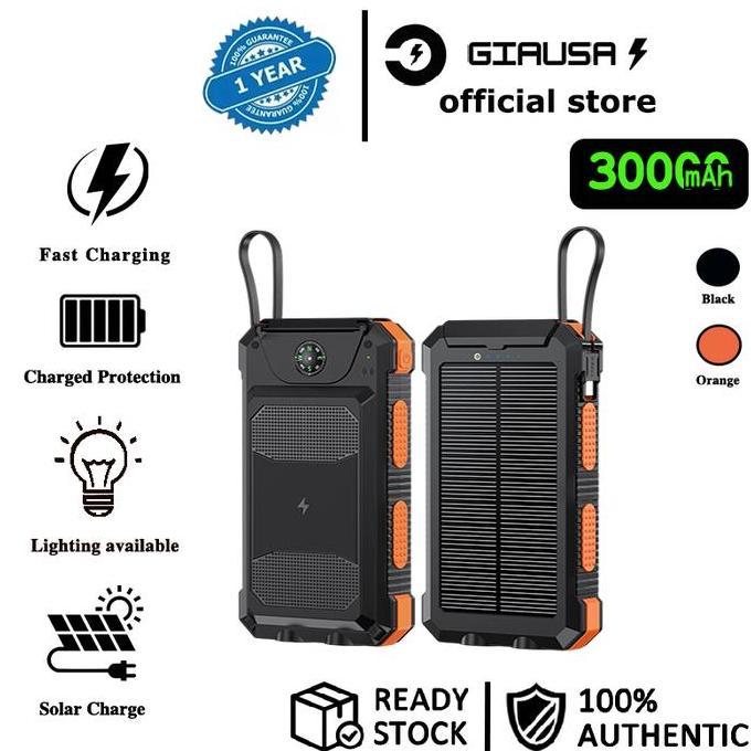 Solar Charging Outdoor Powerbank Membawa Kompas Sendiri tahan udara Pencegahan jatuh 30000MAH Fast C