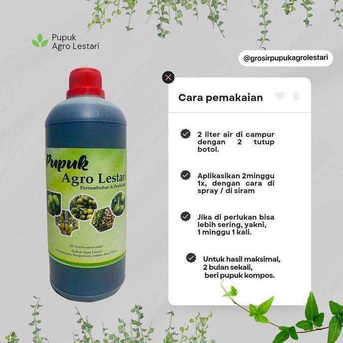 Pupuk Agro Lestari ASLI 1 Bisa COD - Pupuk Organik Cair Penyubur dan Pelebat Buah Sayur Tanaman (TER